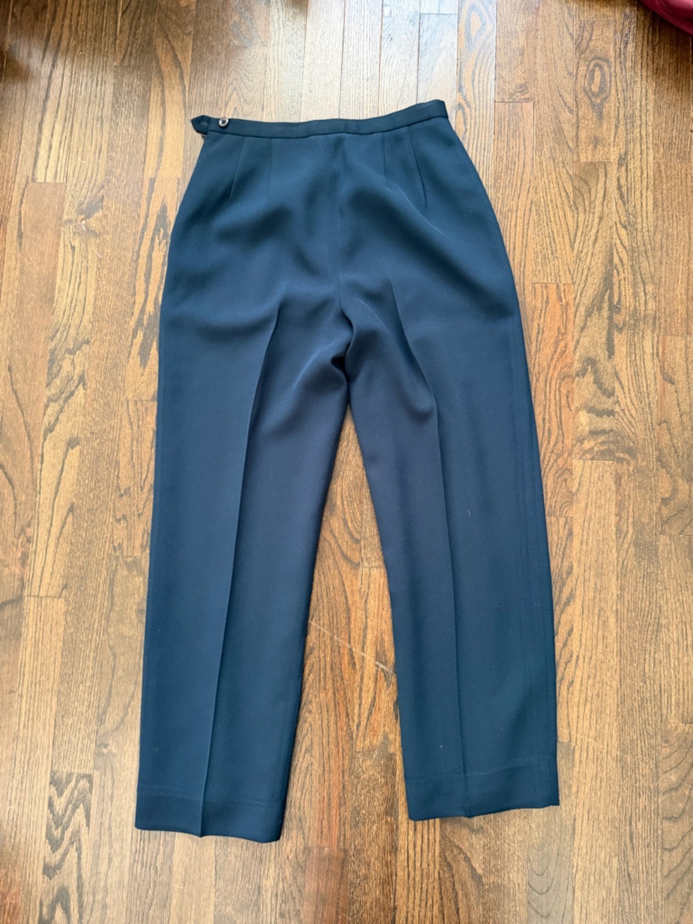 Vintage Women's Navy Tailored Ankle-Length Trousers - Picture 2 of 8